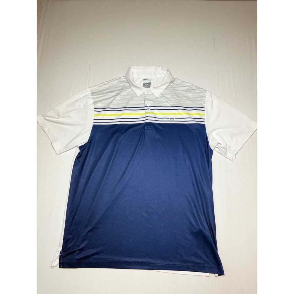 Callaway Mens Opti-Dri Golf Polo Shirt XL Navy Blue White Striped Colorblock